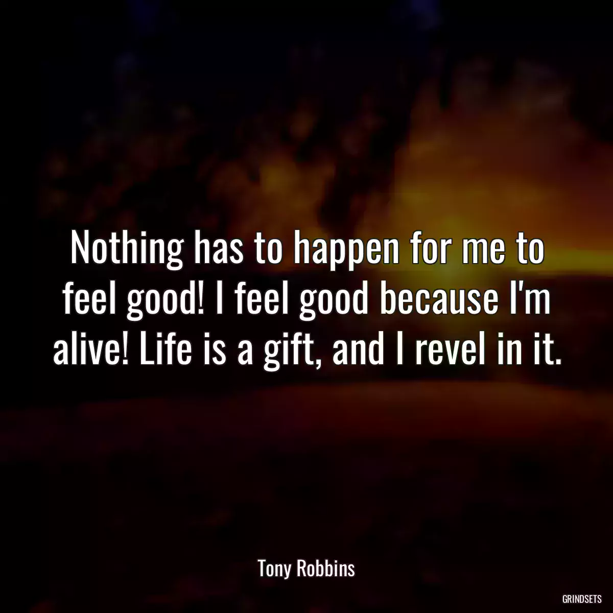 Nothing has to happen for me to feel good! I feel good because I\'m alive! Life is a gift, and I revel in it.