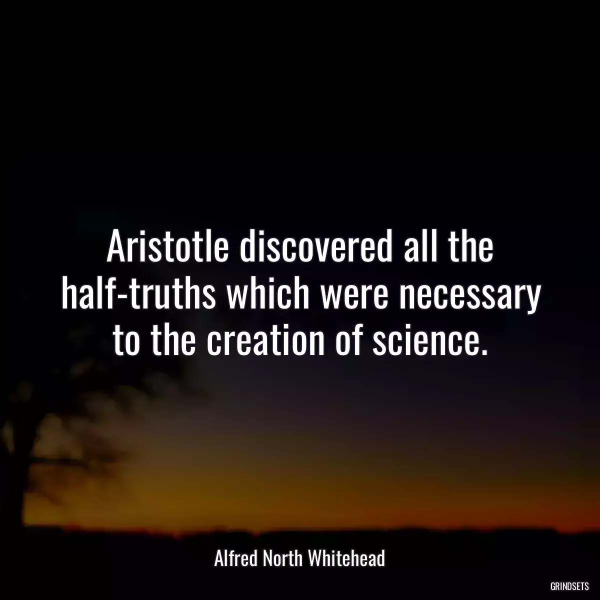 Aristotle discovered all the half-truths which were necessary to the creation of science.