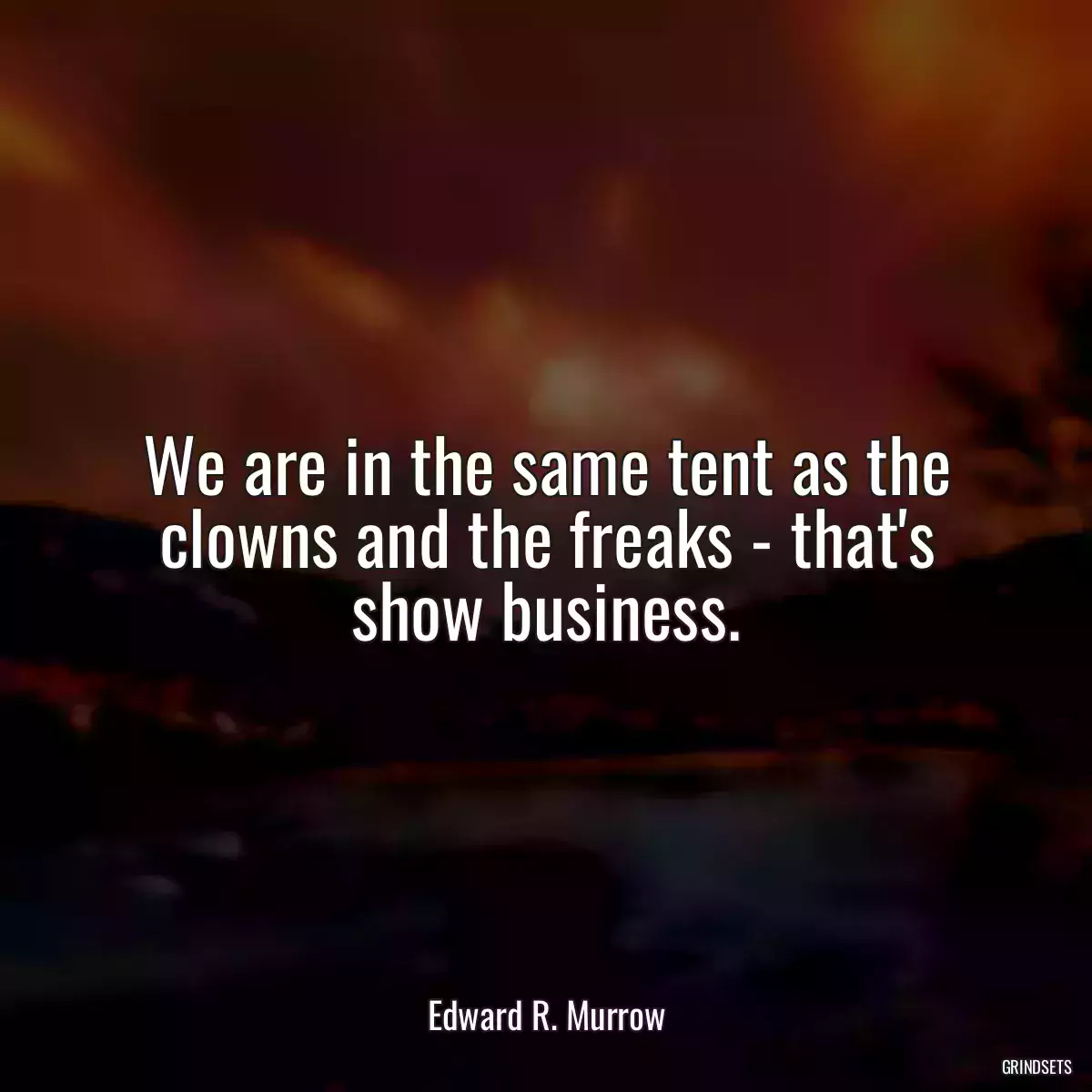 We are in the same tent as the clowns and the freaks - that\'s show business.