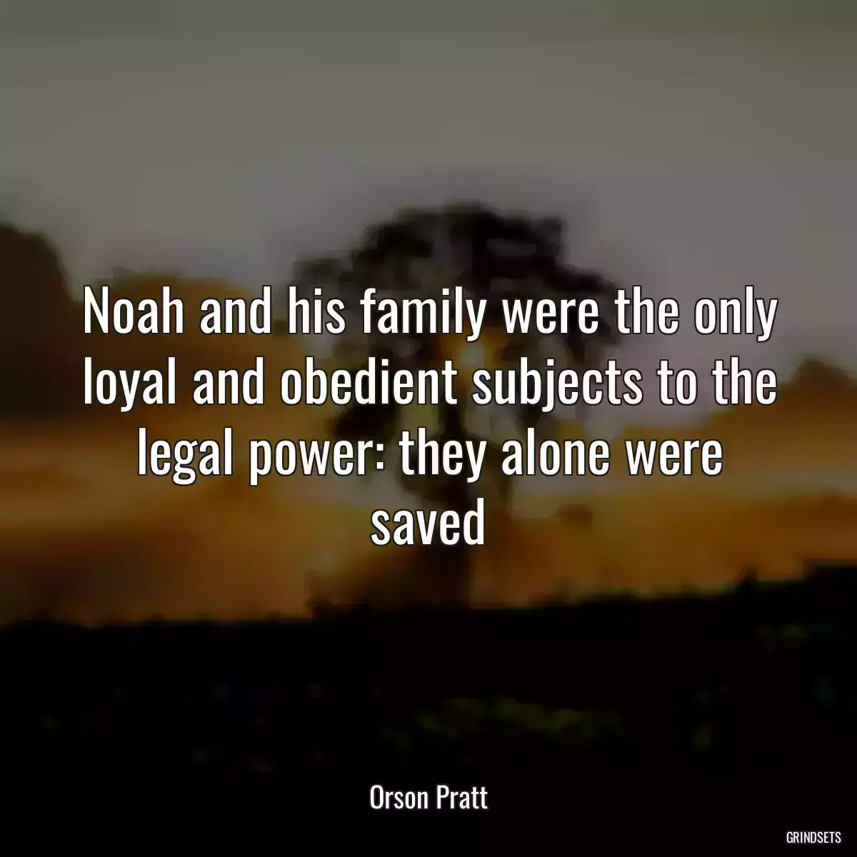 Noah and his family were the only loyal and obedient subjects to the legal power: they alone were saved