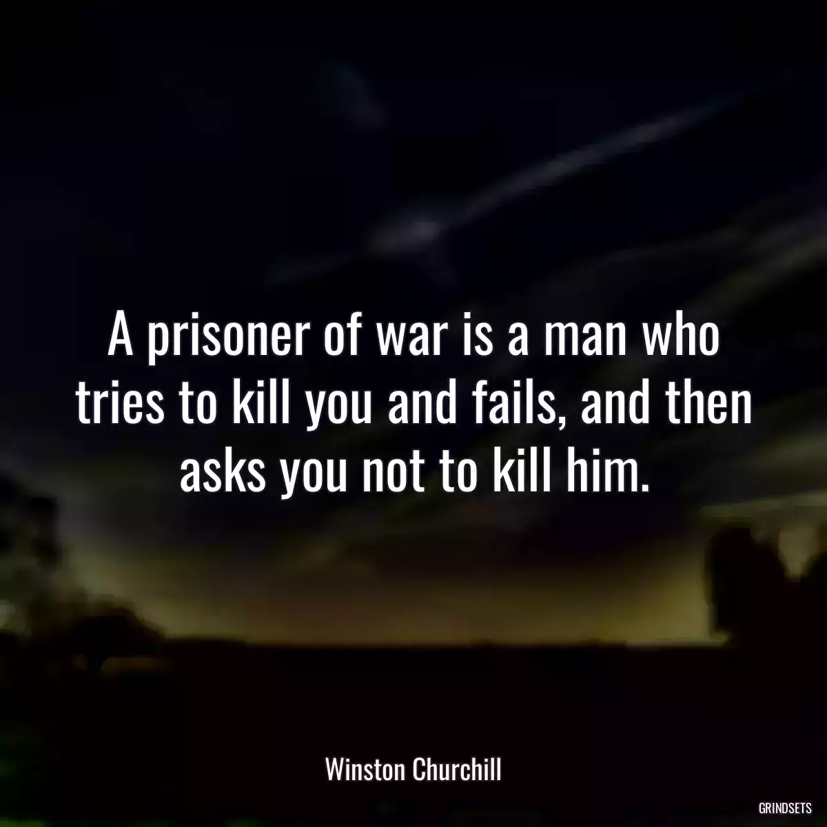 A prisoner of war is a man who tries to kill you and fails, and then asks you not to kill him.