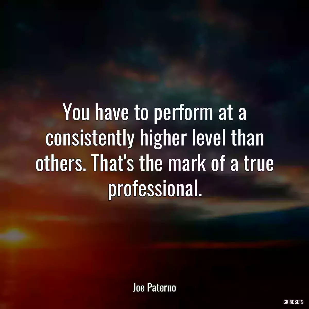 You have to perform at a consistently higher level than others. That\'s the mark of a true professional.