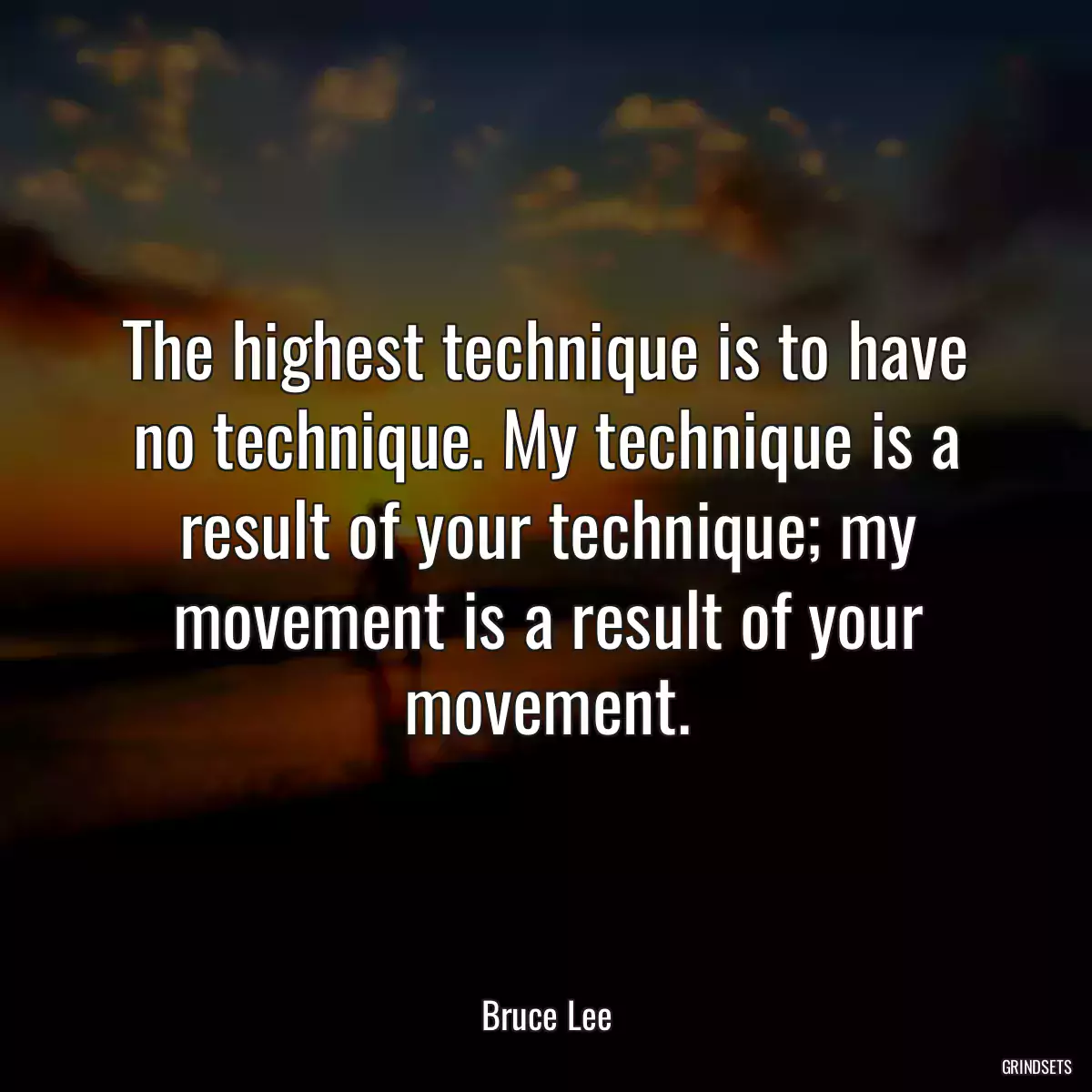 The highest technique is to have no technique. My technique is a result of your technique; my movement is a result of your movement.