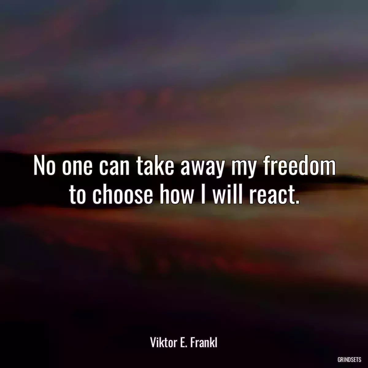 No one can take away my freedom to choose how I will react.