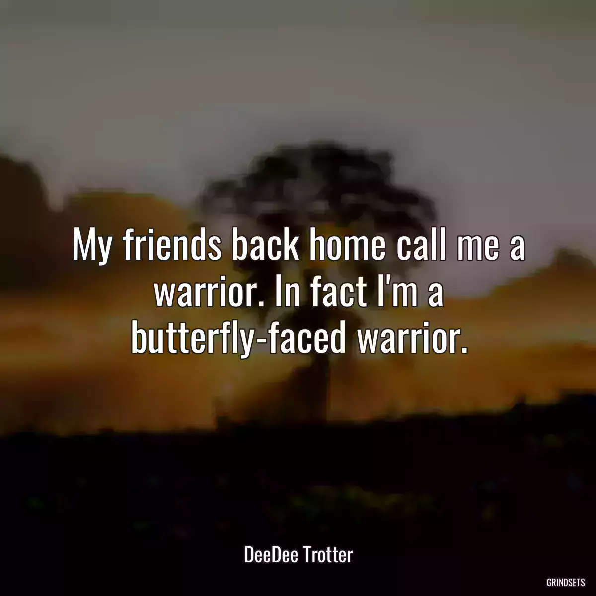 My friends back home call me a warrior. In fact I\'m a butterfly-faced warrior.