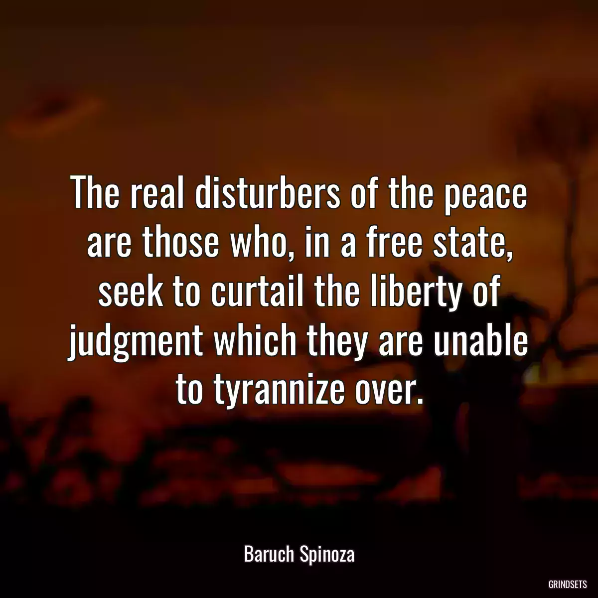 The real disturbers of the peace are those who, in a free state, seek to curtail the liberty of judgment which they are unable to tyrannize over.