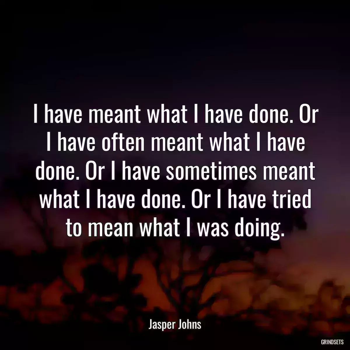 I have meant what I have done. Or I have often meant what I have done. Or I have sometimes meant what I have done. Or I have tried to mean what I was doing.