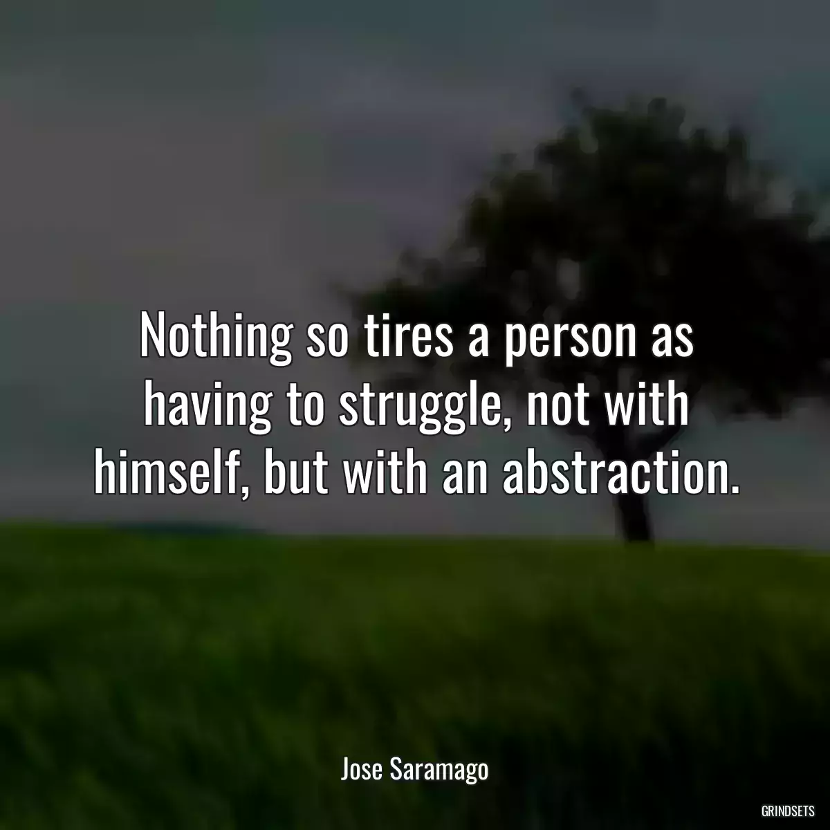 Nothing so tires a person as having to struggle, not with himself, but with an abstraction.