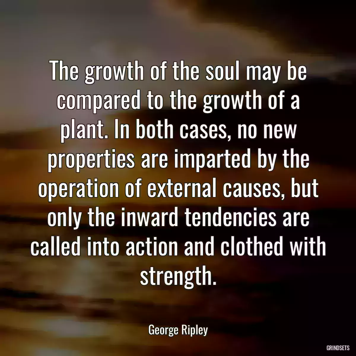 The growth of the soul may be compared to the growth of a plant. In both cases, no new properties are imparted by the operation of external causes, but only the inward tendencies are called into action and clothed with strength.