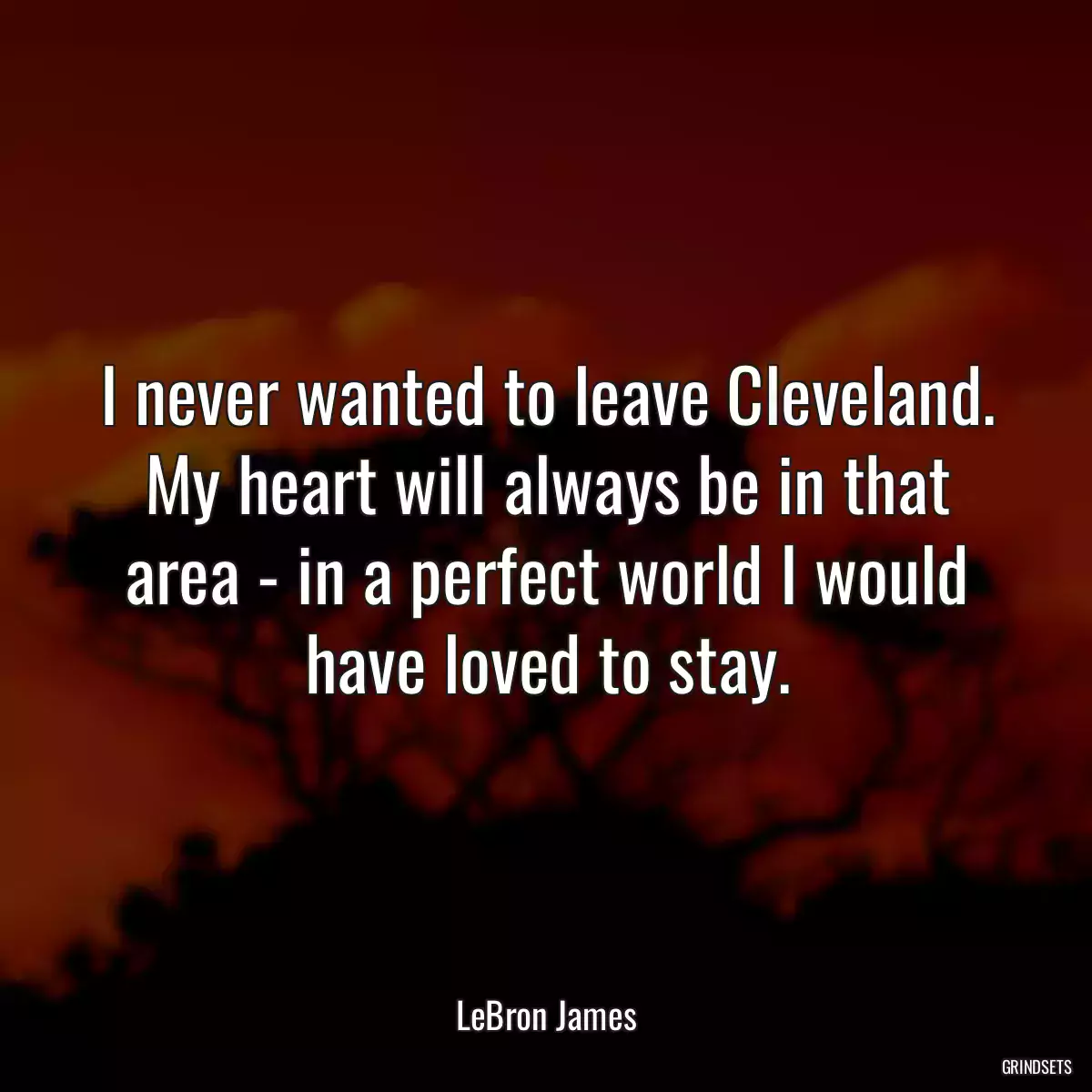 I never wanted to leave Cleveland. My heart will always be in that area - in a perfect world I would have loved to stay.