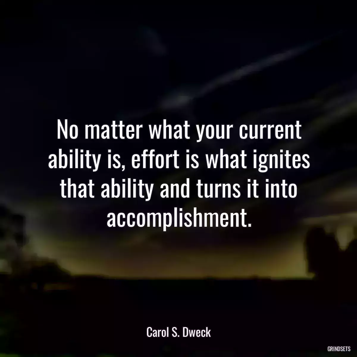 No matter what your current ability is, effort is what ignites that ability and turns it into accomplishment.