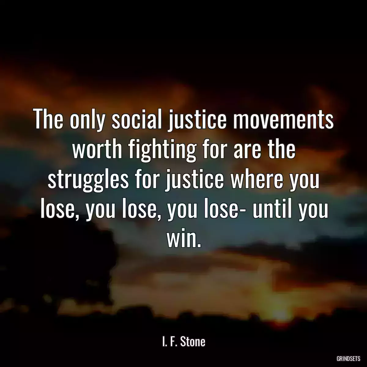 The only social justice movements worth fighting for are the struggles for justice where you lose, you lose, you lose- until you win.