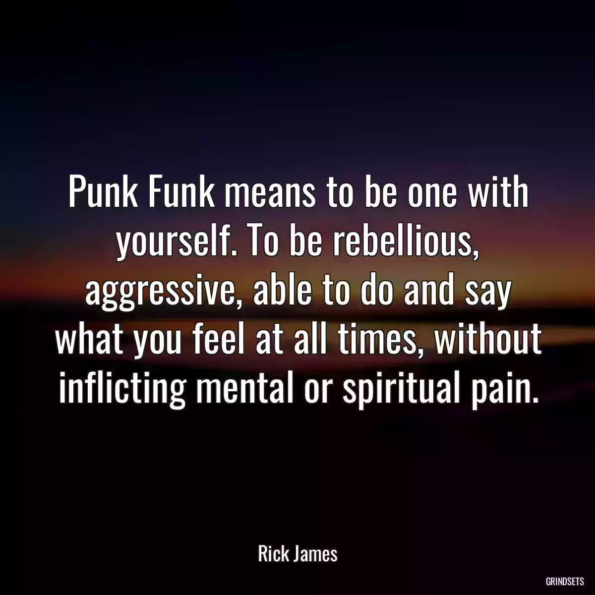 Punk Funk means to be one with yourself. To be rebellious, aggressive, able to do and say what you feel at all times, without inflicting mental or spiritual pain.