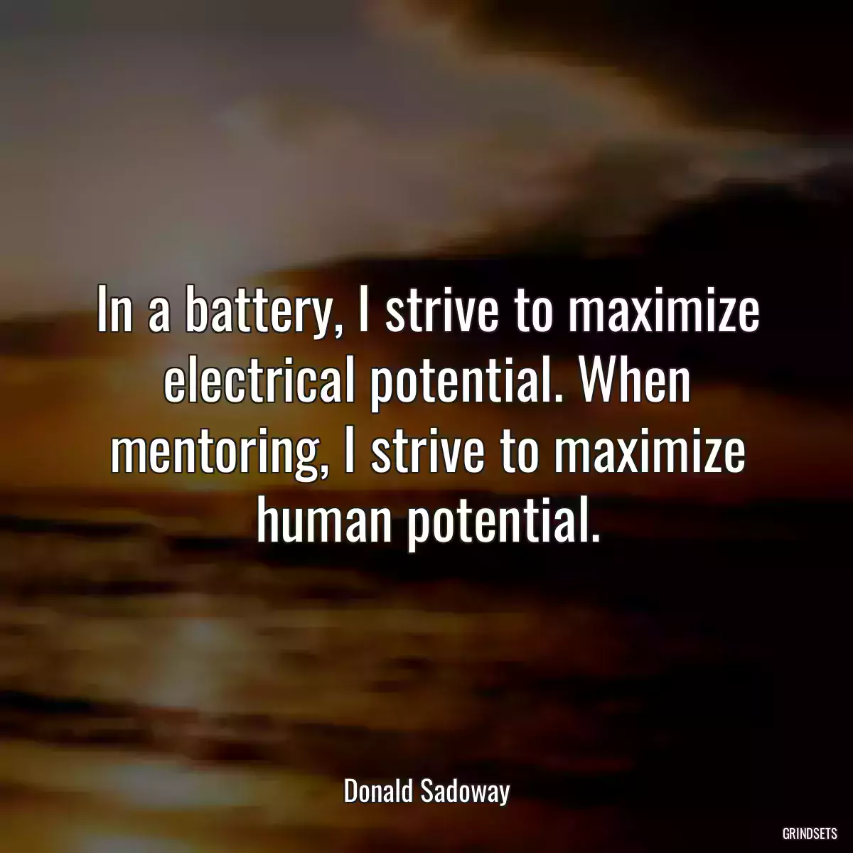 In a battery, I strive to maximize electrical potential. When mentoring, I strive to maximize human potential.