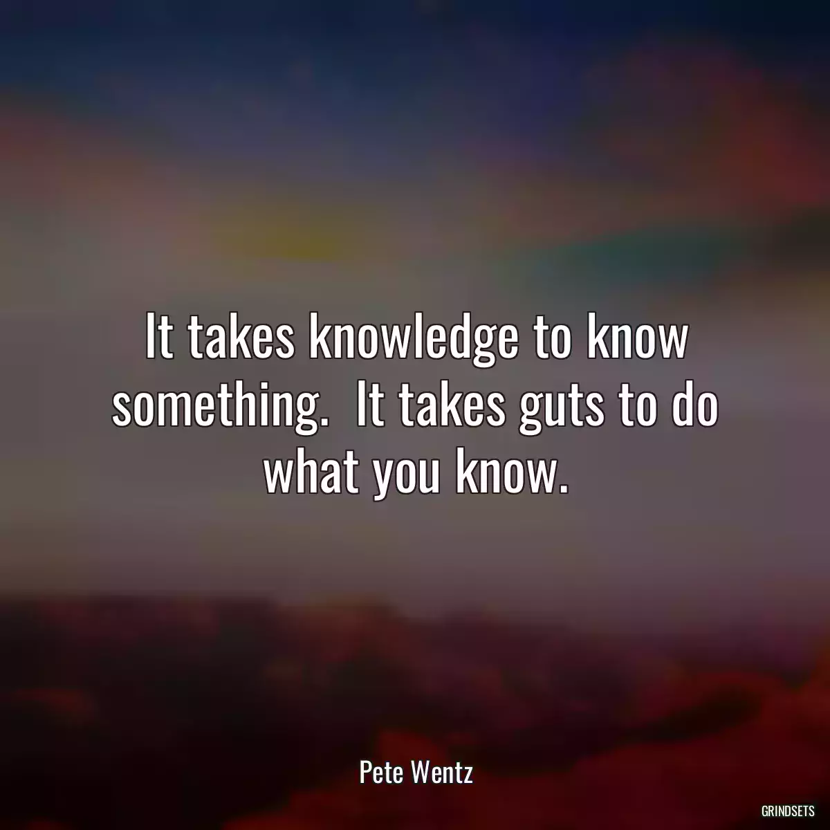 It takes knowledge to know something.  It takes guts to do what you know.