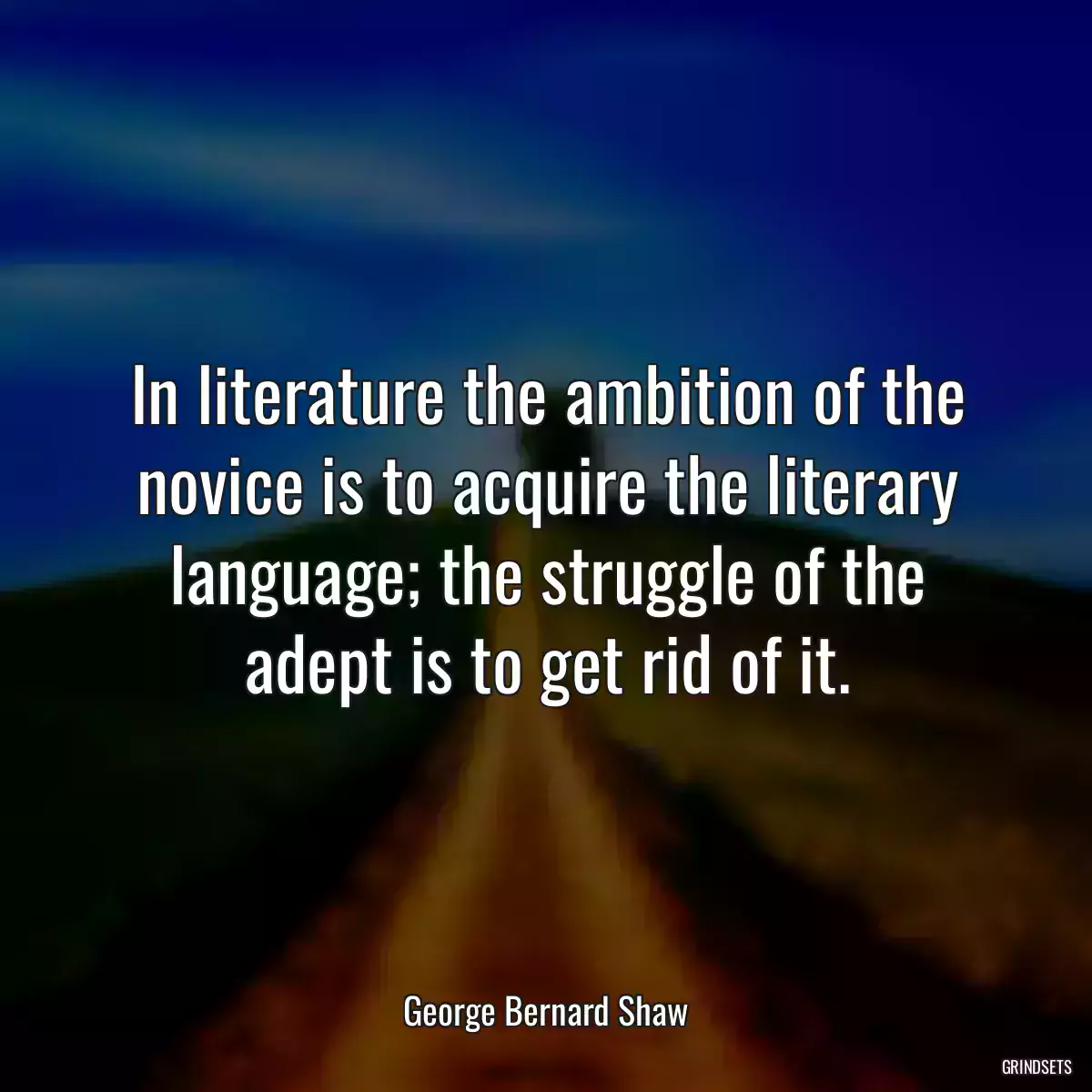 In literature the ambition of the novice is to acquire the literary language; the struggle of the adept is to get rid of it.