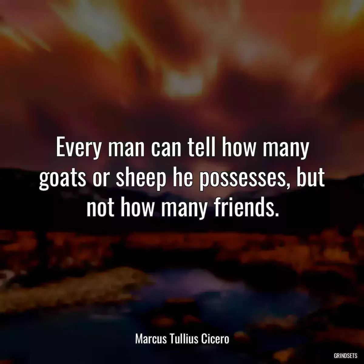 Every man can tell how many goats or sheep he possesses, but not how many friends.