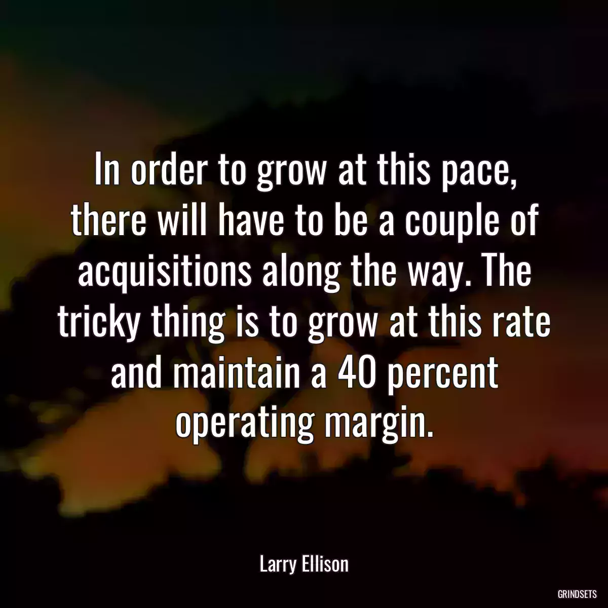 In order to grow at this pace, there will have to be a couple of acquisitions along the way. The tricky thing is to grow at this rate and maintain a 40 percent operating margin.