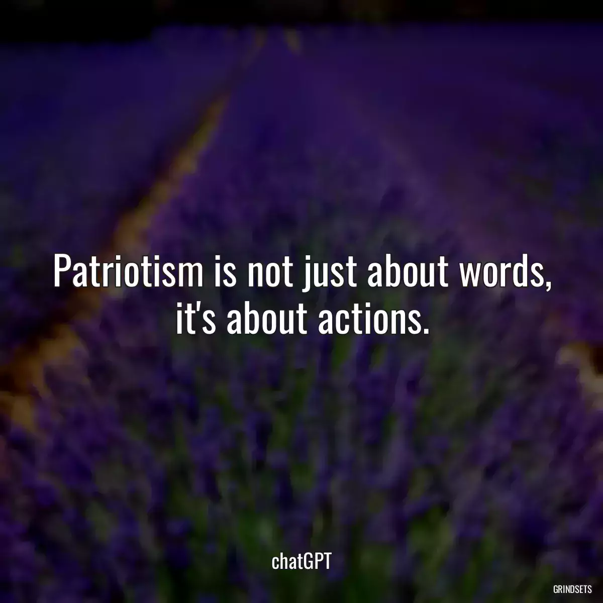 Patriotism is not just about words, it\'s about actions.