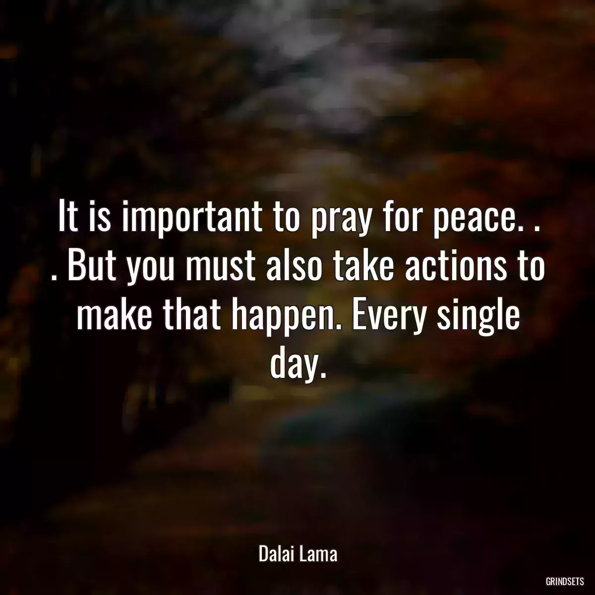 It is important to pray for peace. . . But you must also take actions to make that happen. Every single day.