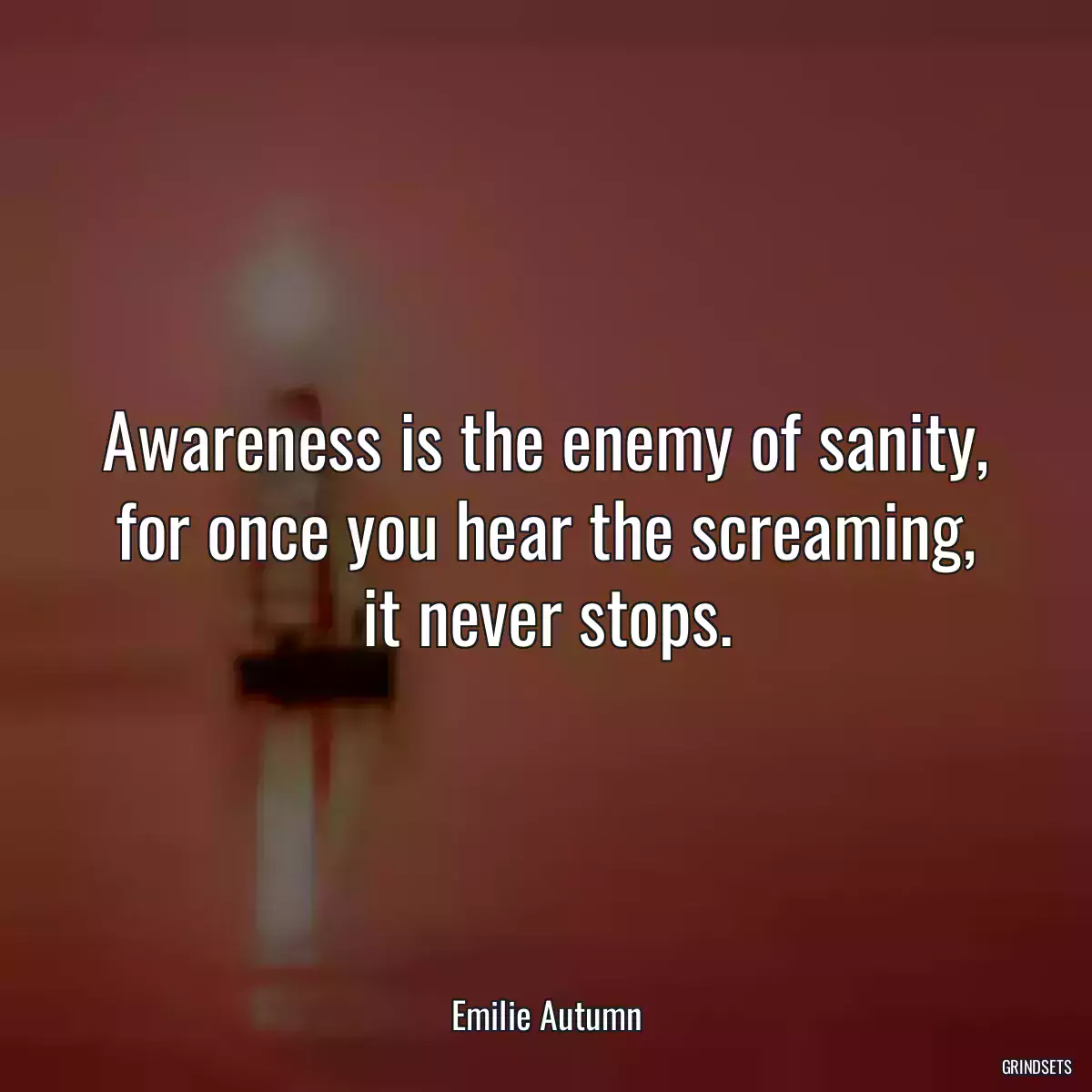 Awareness is the enemy of sanity, for once you hear the screaming, it never stops.