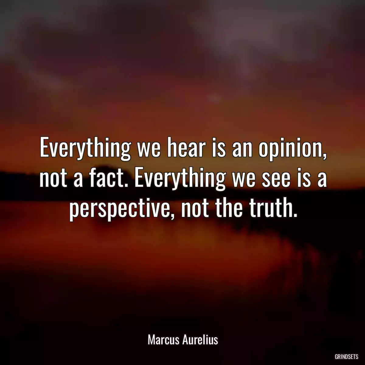 Everything we hear is an opinion, not a fact. Everything we see is a perspective, not the truth.