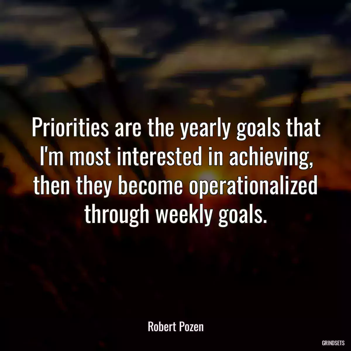 Priorities are the yearly goals that I\'m most interested in achieving, then they become operationalized through weekly goals.