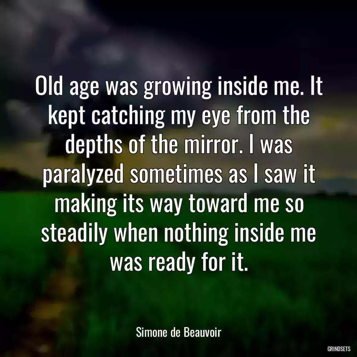 Old age was growing inside me. It kept catching my eye from the depths of the mirror. I was paralyzed sometimes as I saw it making its way toward me so steadily when nothing inside me was ready for it.