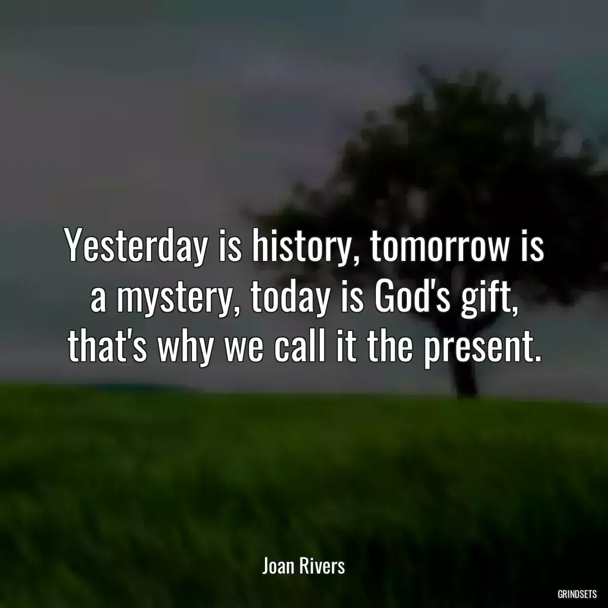 Yesterday is history, tomorrow is a mystery, today is God\'s gift, that\'s why we call it the present.