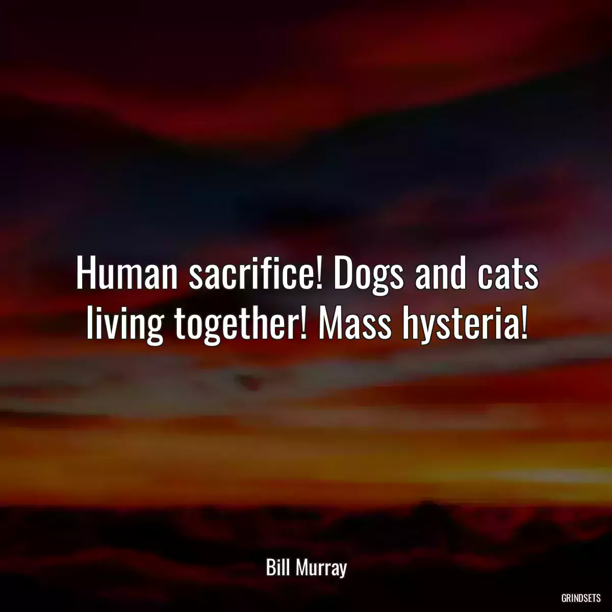 Human sacrifice! Dogs and cats living together! Mass hysteria!