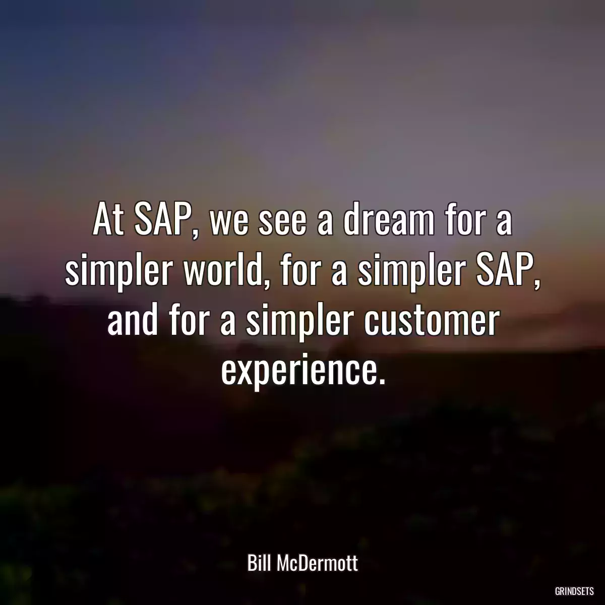 At SAP, we see a dream for a simpler world, for a simpler SAP, and for a simpler customer experience.