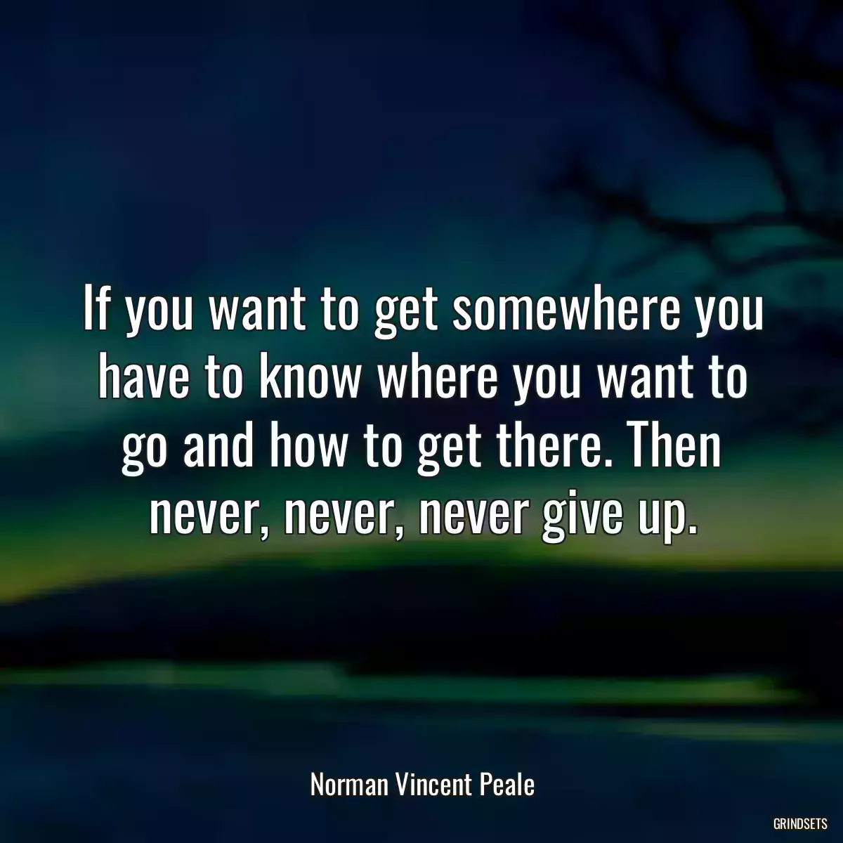 If you want to get somewhere you have to know where you want to go and how to get there. Then never, never, never give up.