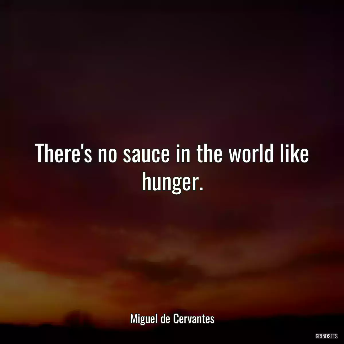 There\'s no sauce in the world like hunger.