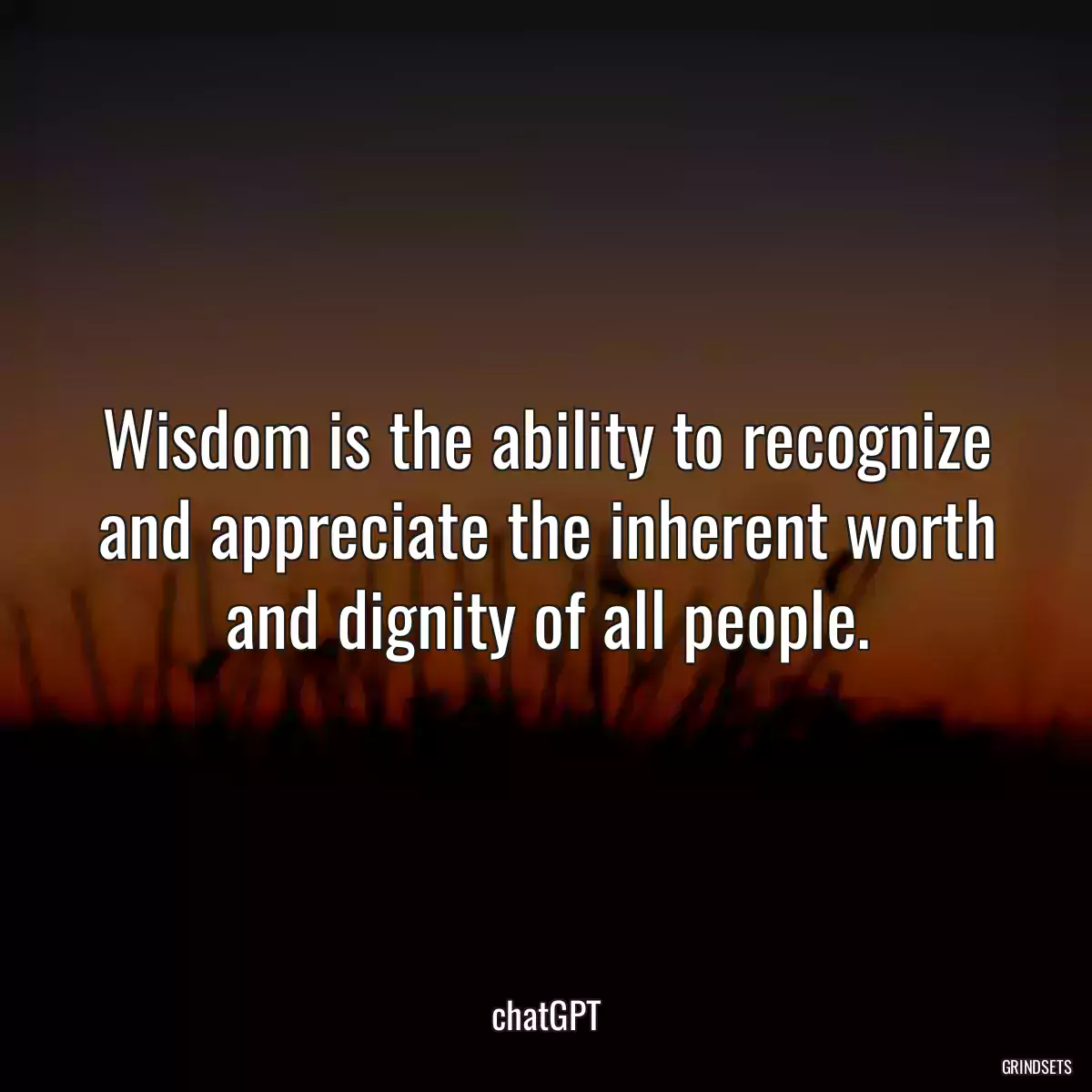 Wisdom is the ability to recognize and appreciate the inherent worth and dignity of all people.