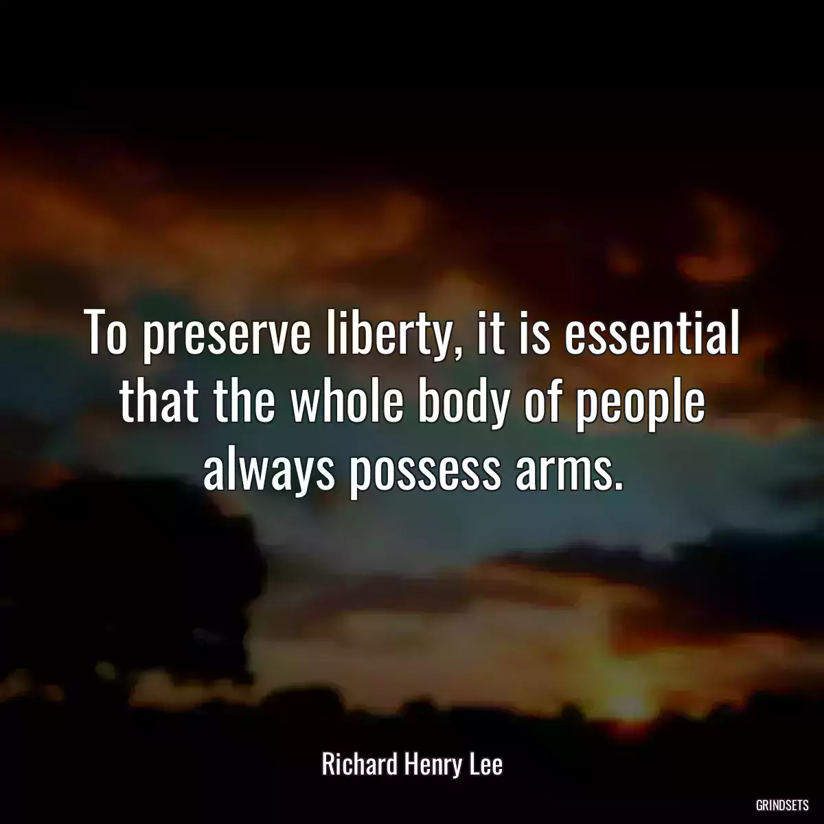 To preserve liberty, it is essential that the whole body of people always possess arms.