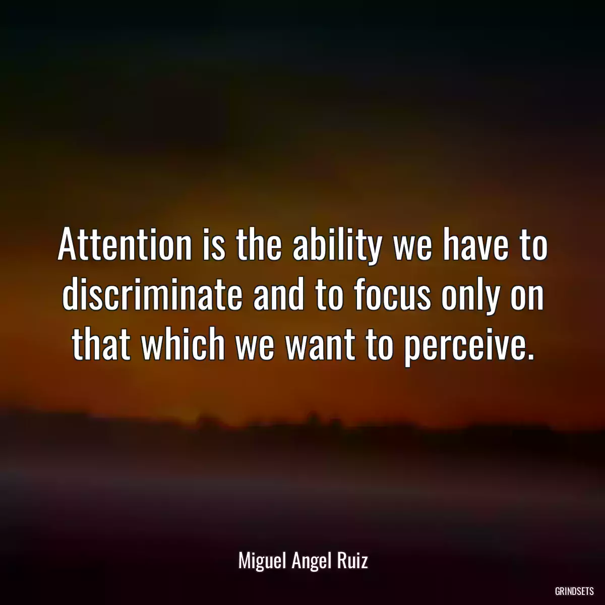 Attention is the ability we have to discriminate and to focus only on that which we want to perceive.