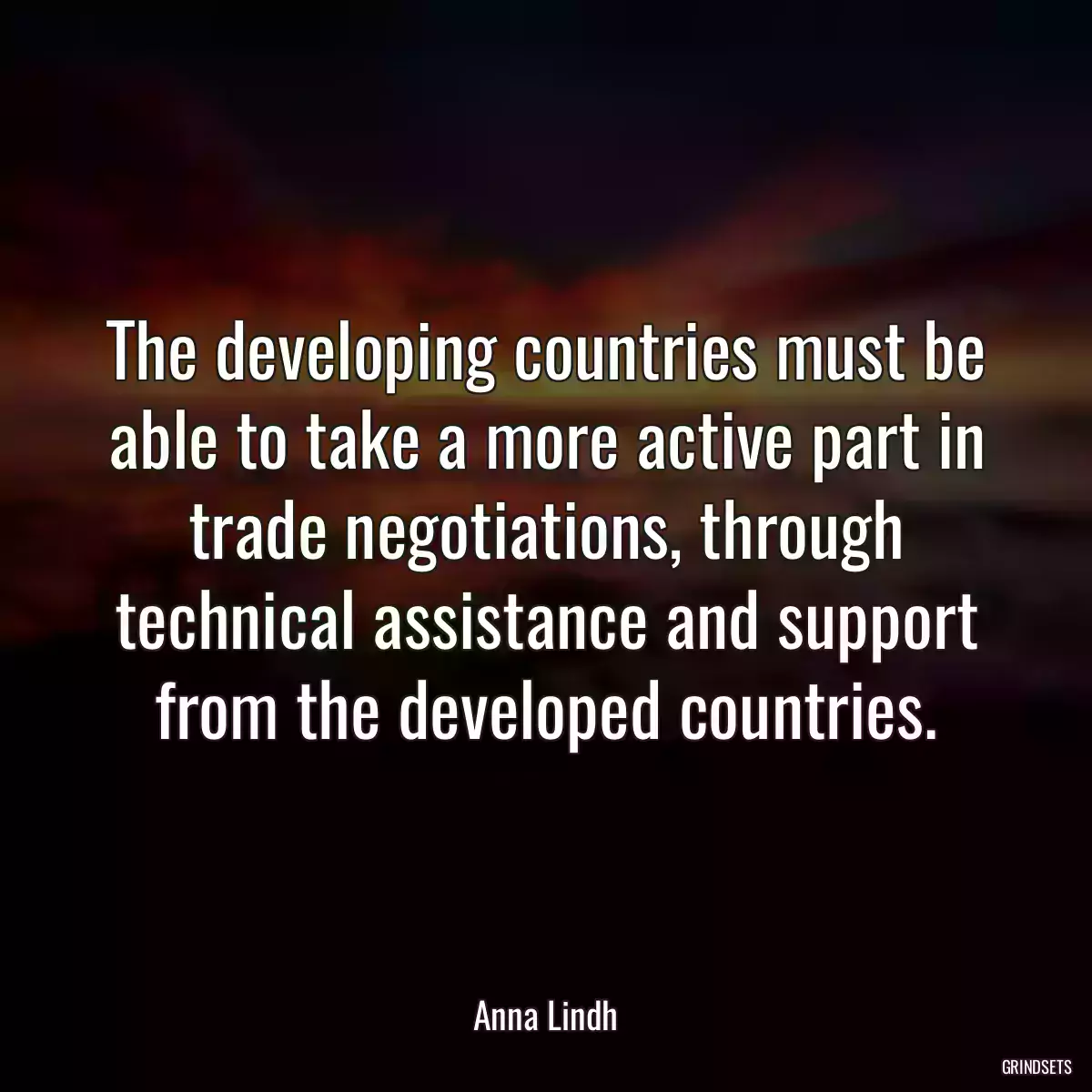 The developing countries must be able to take a more active part in trade negotiations, through technical assistance and support from the developed countries.