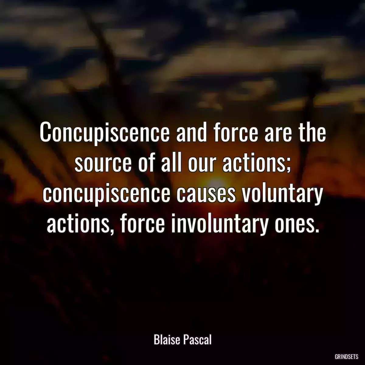 Concupiscence and force are the source of all our actions; concupiscence causes voluntary actions, force involuntary ones.