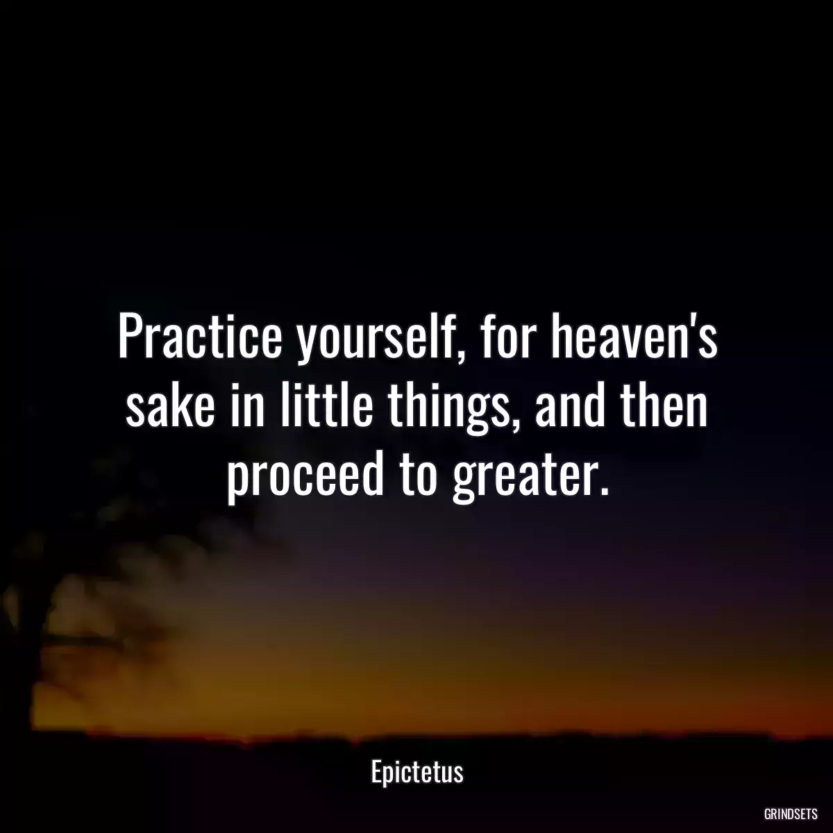 Practice yourself, for heaven\'s sake in little things, and then proceed to greater.