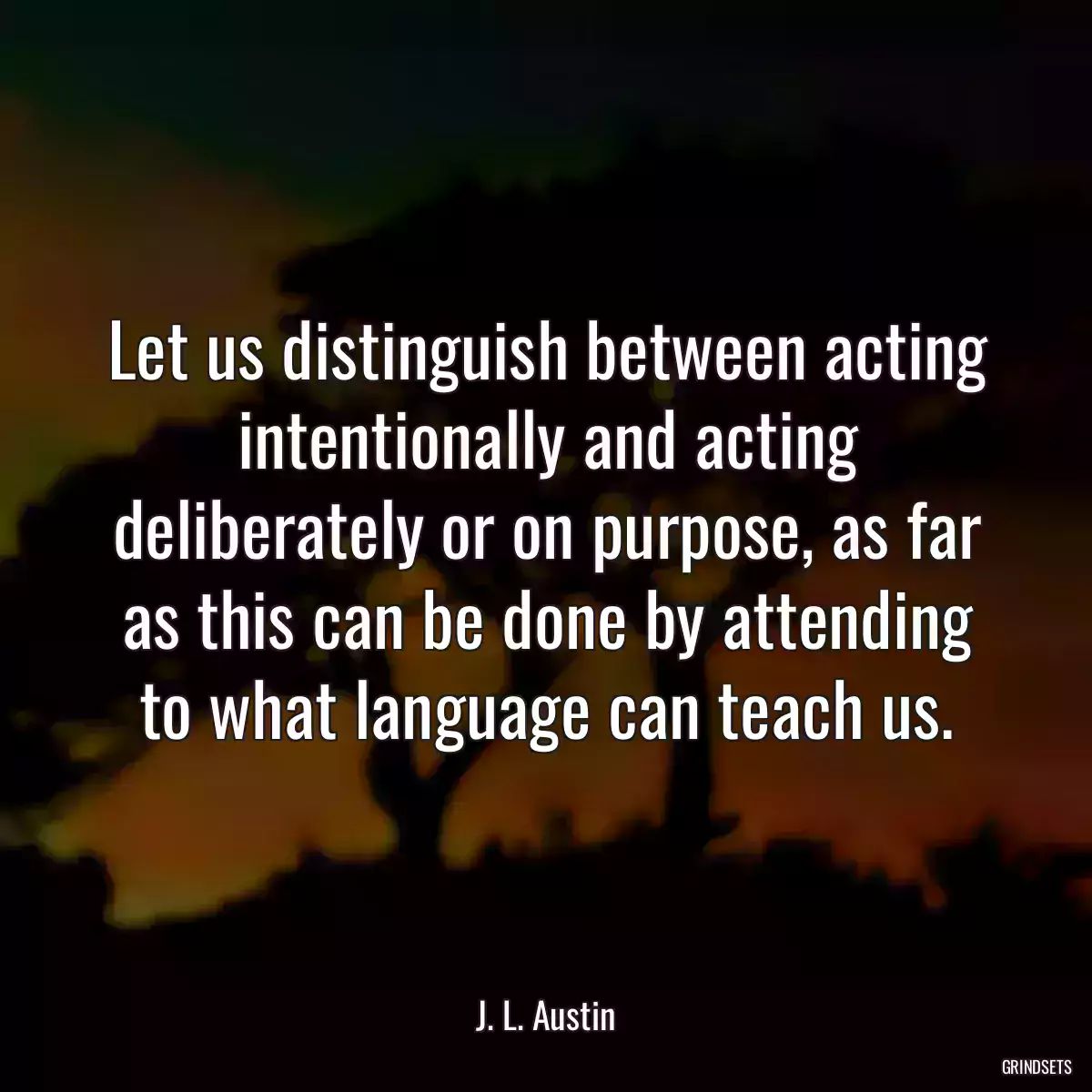 Let us distinguish between acting intentionally and acting deliberately or on purpose, as far as this can be done by attending to what language can teach us.