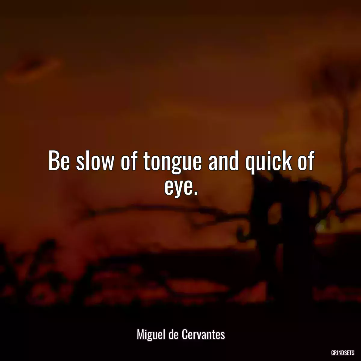 Be slow of tongue and quick of eye.