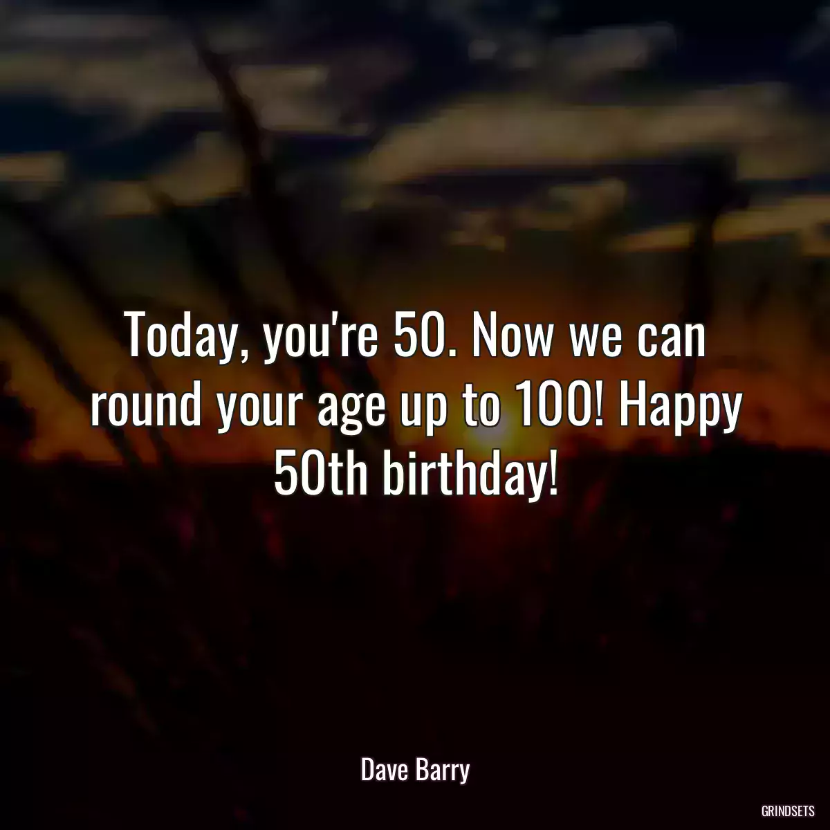 Today, you\'re 50. Now we can round your age up to 100! Happy 50th birthday!