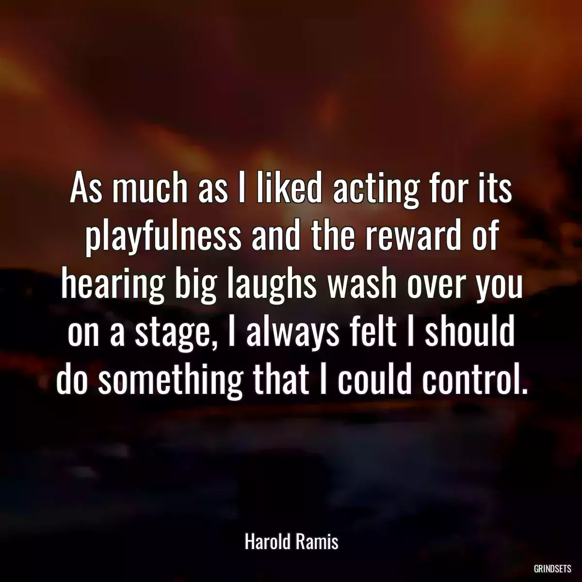 As much as I liked acting for its playfulness and the reward of hearing big laughs wash over you on a stage, I always felt I should do something that I could control.