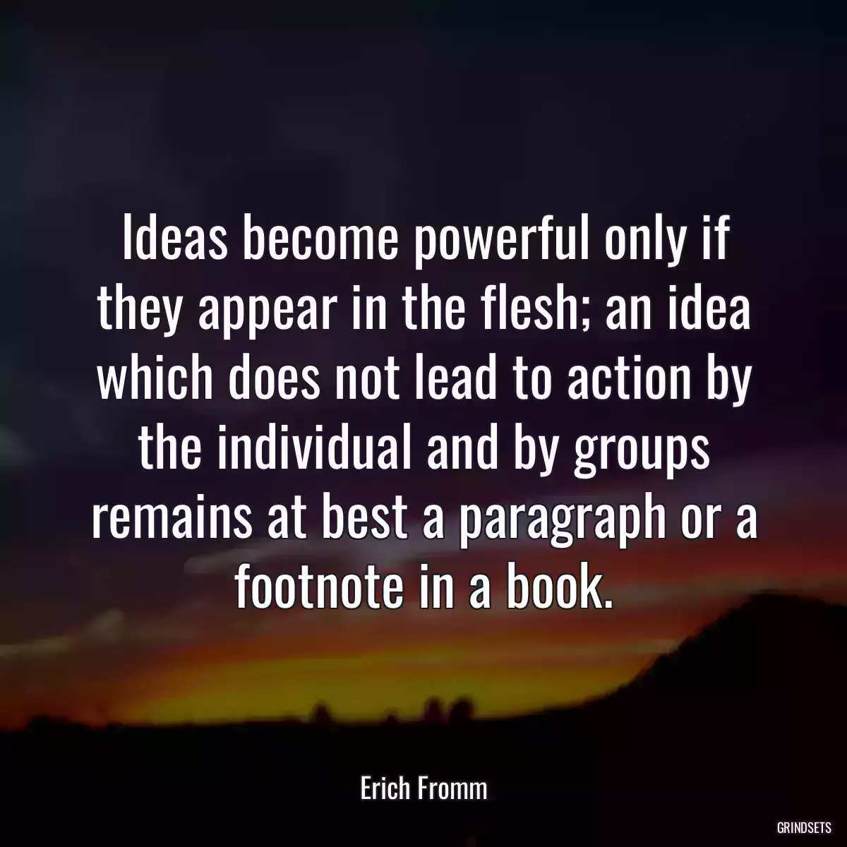 Ideas become powerful only if they appear in the flesh; an idea which does not lead to action by the individual and by groups remains at best a paragraph or a footnote in a book.