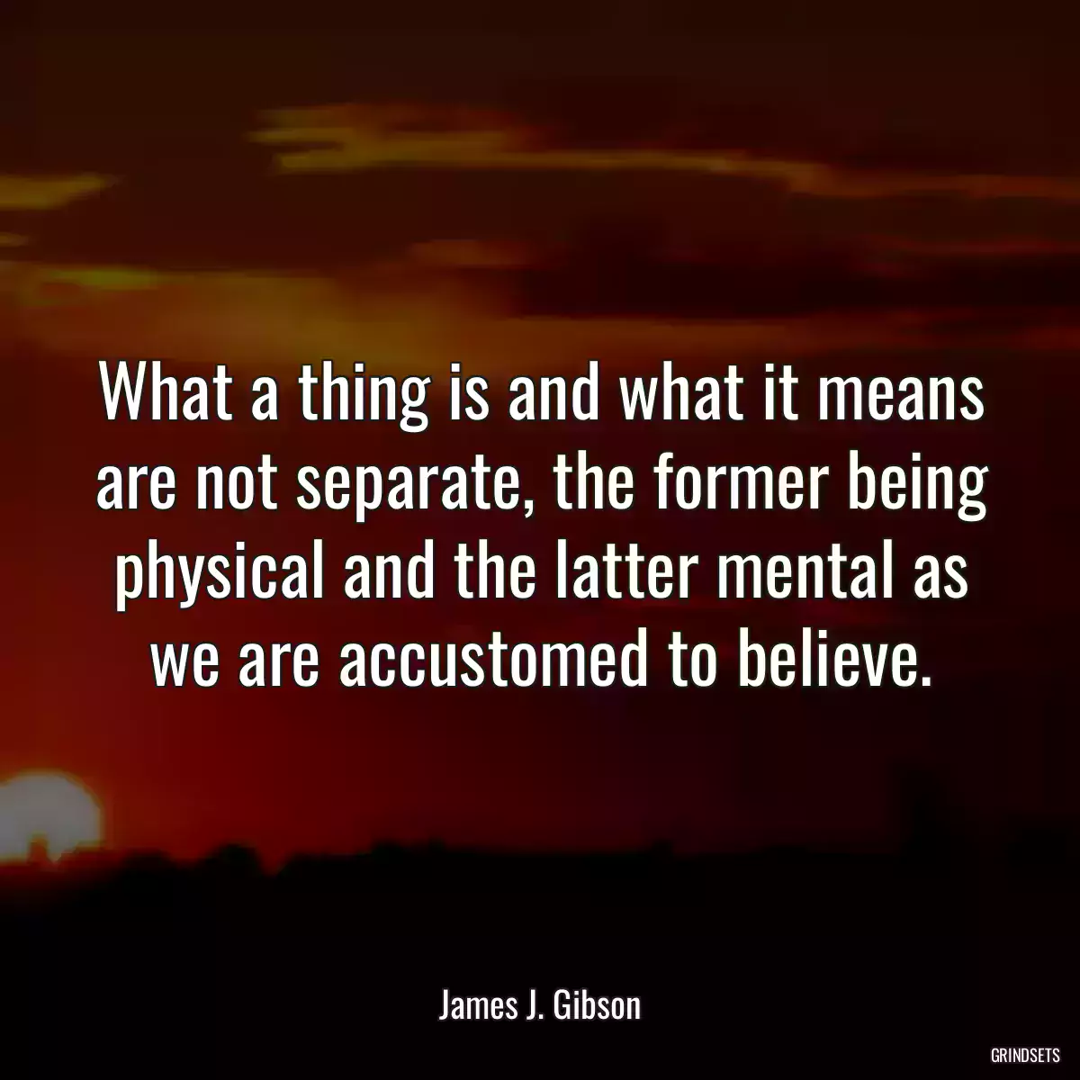 What a thing is and what it means are not separate, the former being physical and the latter mental as we are accustomed to believe.