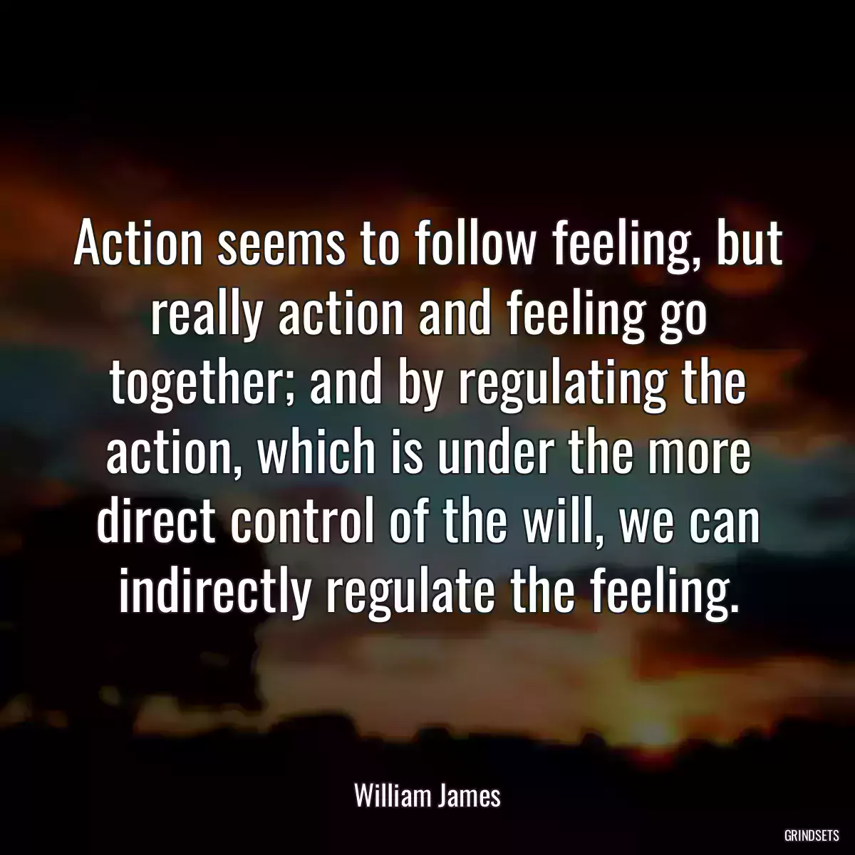 Action seems to follow feeling, but really action and feeling go together; and by regulating the action, which is under the more direct control of the will, we can indirectly regulate the feeling.