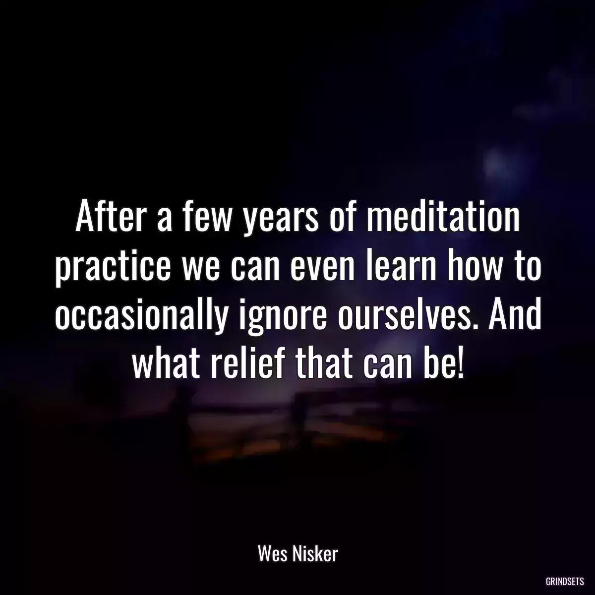 After a few years of meditation practice we can even learn how to occasionally ignore ourselves. And what relief that can be!