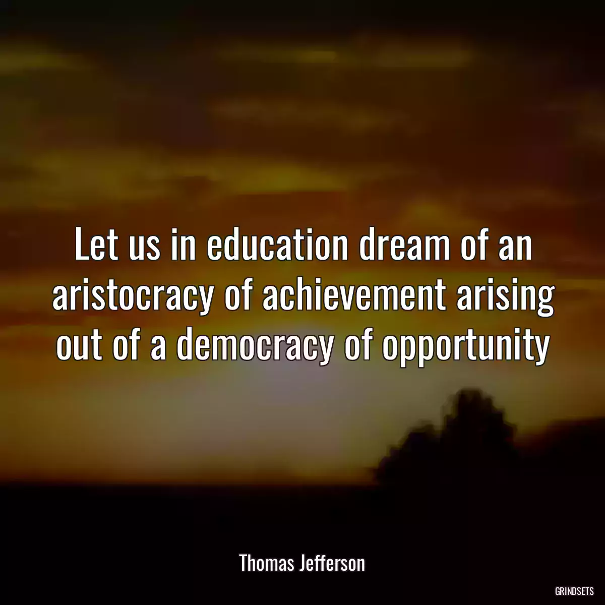 Let us in education dream of an aristocracy of achievement arising out of a democracy of opportunity