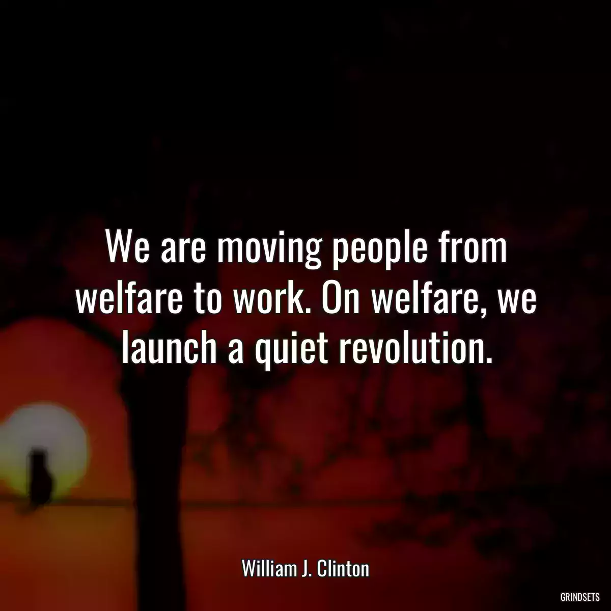 We are moving people from welfare to work. On welfare, we launch a quiet revolution.