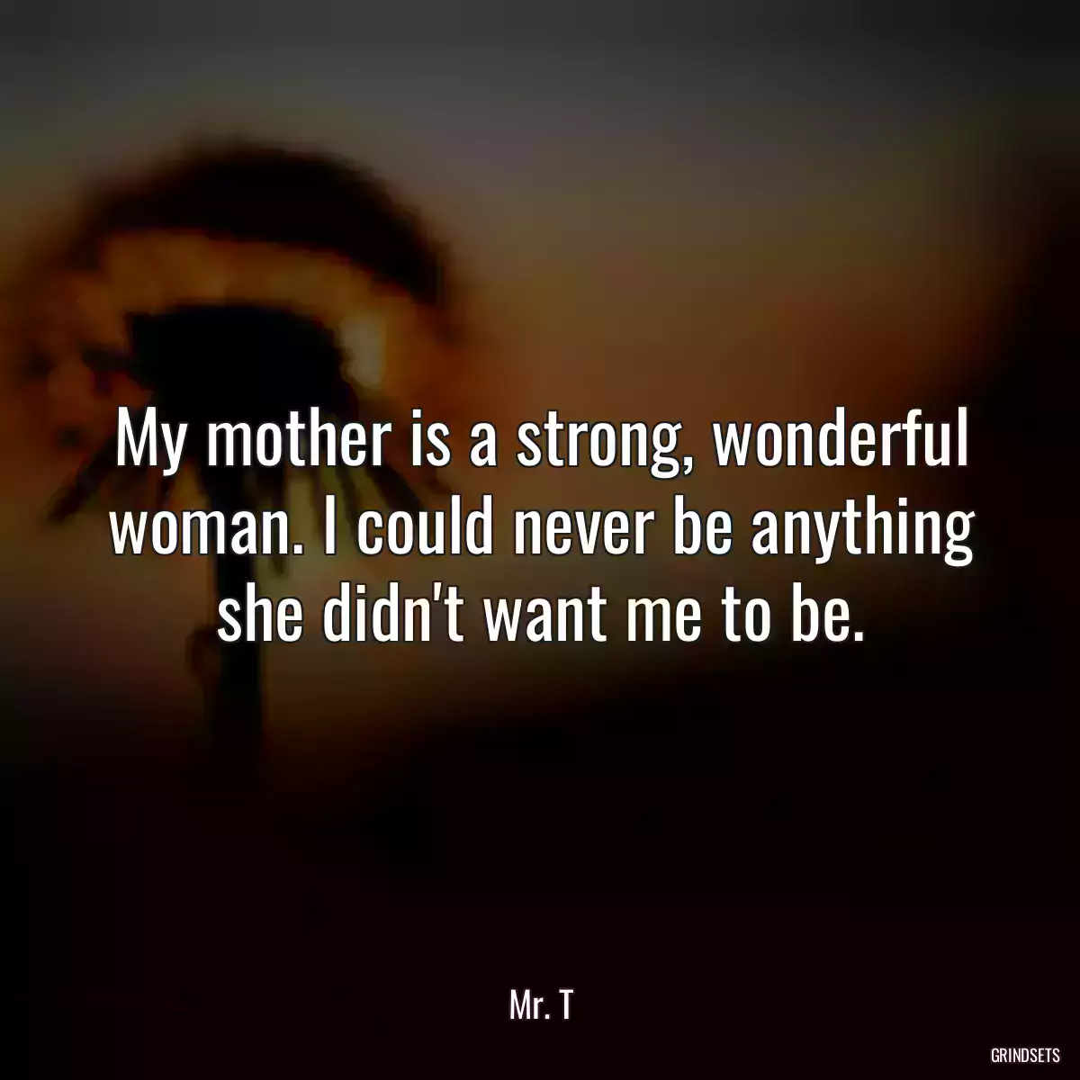 My mother is a strong, wonderful woman. I could never be anything she didn\'t want me to be.